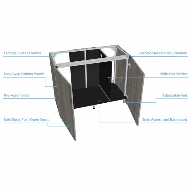 D-D Aqua-Pro Reef 1500 AquaFrame – 485L Marine Aquarium & Aluminium Cabinet